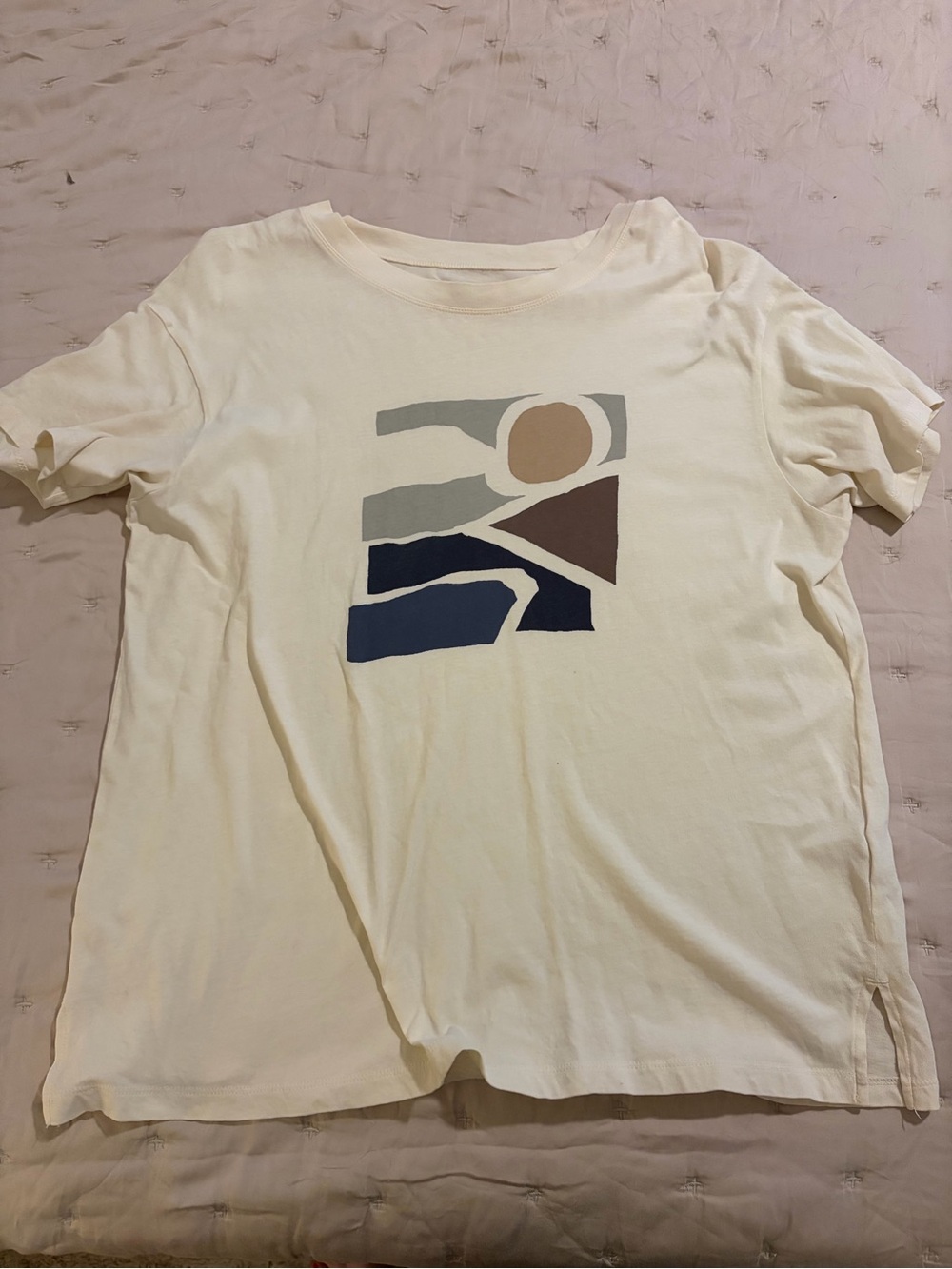 Madewell Cream Short Sleeve Tee with Abstract Neutral Nature Graphic